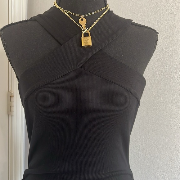 Michael Stars Opaline Black Ribbed Ruched Dress Size MP NWT - Picture 8 of 13